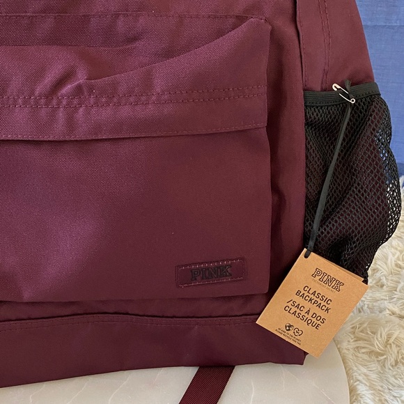 NWT Pink Victoria’s Secret Classic Backpack with Mesh Pockets